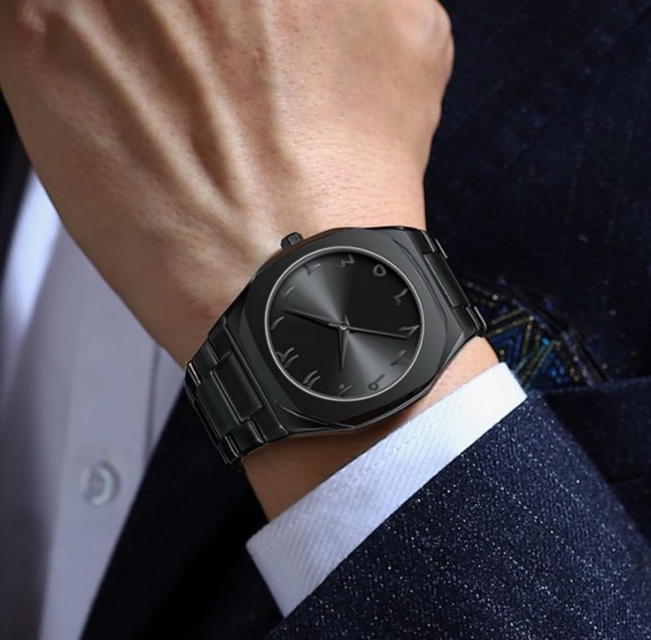 Men's AURA Quartz Watch with Middle Eastern Arabic Numeral Dial Design Stylish Waterproof Business Casual Wristwatch light weight watch