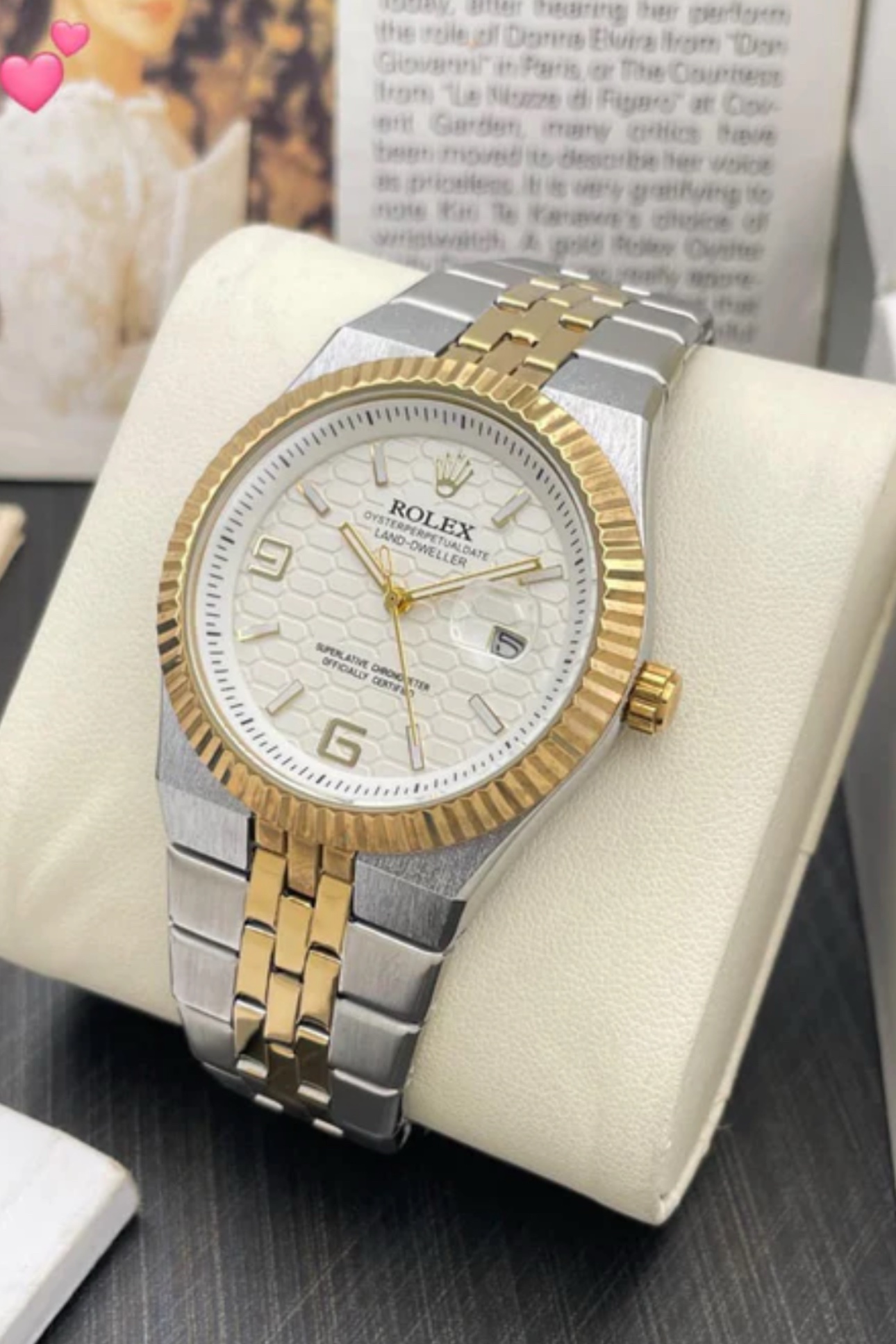 ROLEX LAND DWELLER 2025 AAA DUALTONE WHITE DIAL PREMIUM QUALITY WATCH