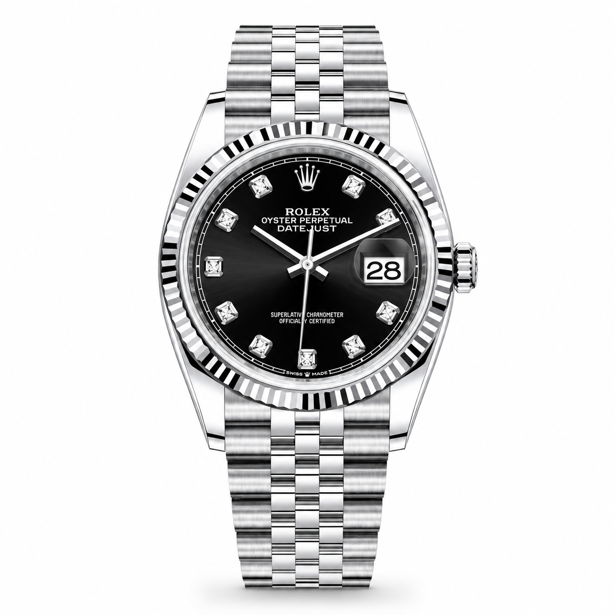 ROLEX DATE JUST BLACK DIAL WITH DIAMONDS 700890