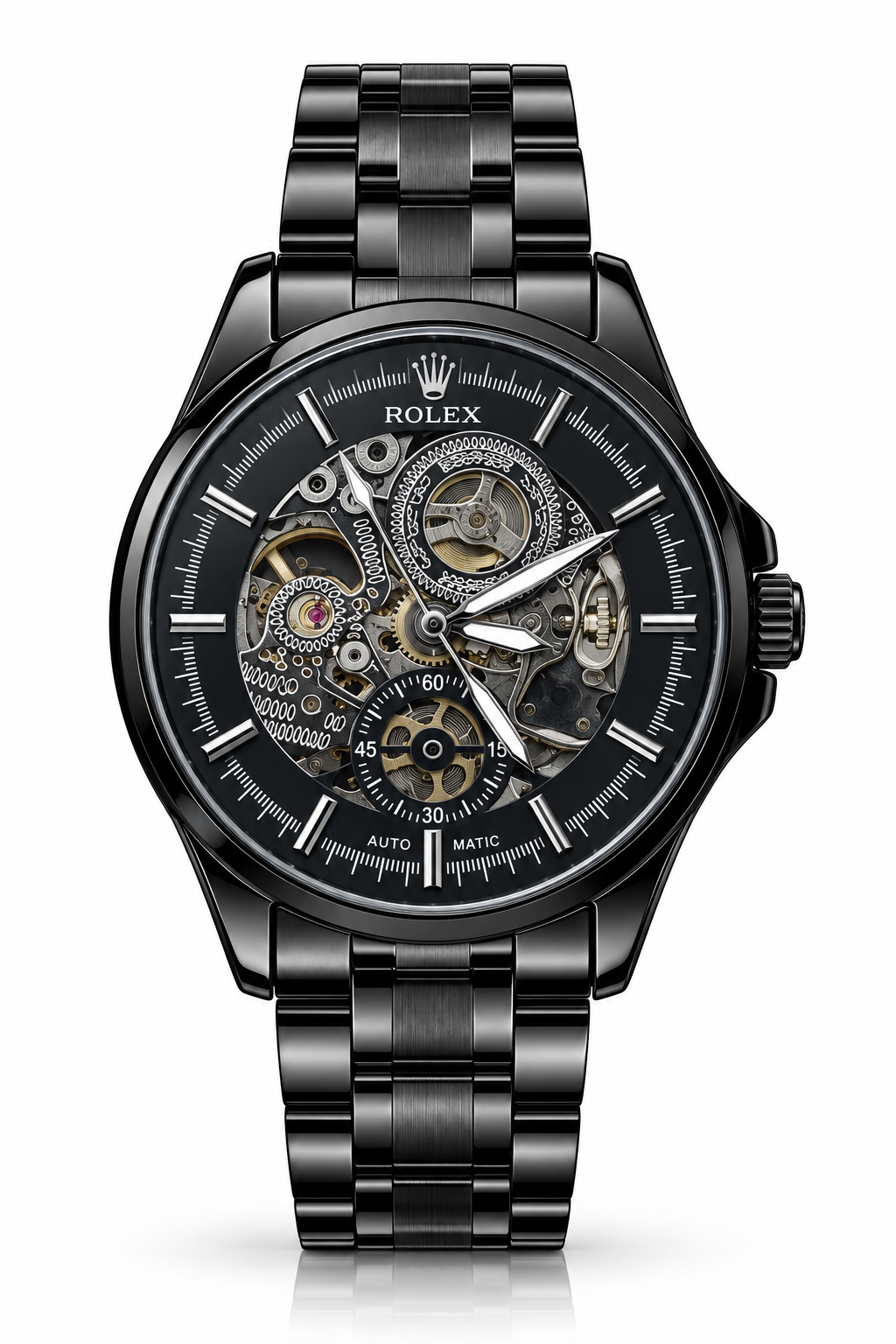 Rolex Phantom Noir Skeleton Watch – All-Black Edition with og kit
